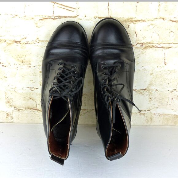 VTG DKNY Chukka Boots Women 37 6.5 US Black Leather Lace up Made in Italy Y2K - Picture 11 of 15